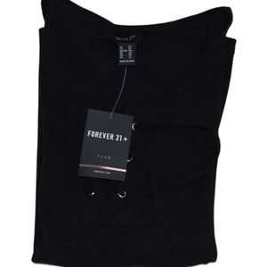 Forever 21 Top Small Black Knit Up V